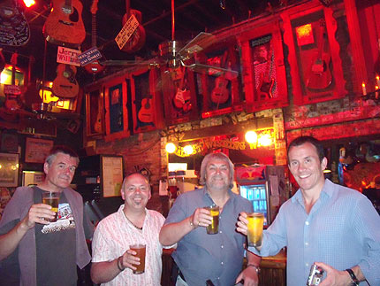 Rick, Mark, Derek and Dave at the Rum Boogie cafe, beale Street, Memphis