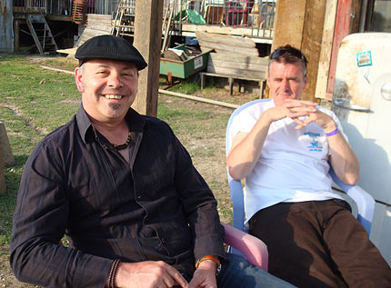 Mark and Rick relaxing at the Shackup Inn, Clarksdale MS.